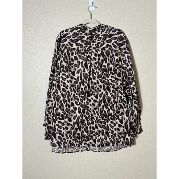 NWT Women's Plus Size 30 Leopard Print Cotton Button Up Blouse - Picture 3 of 9